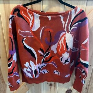 Maeve Off-the-Shoulder Sweater - Red and Purple Floral